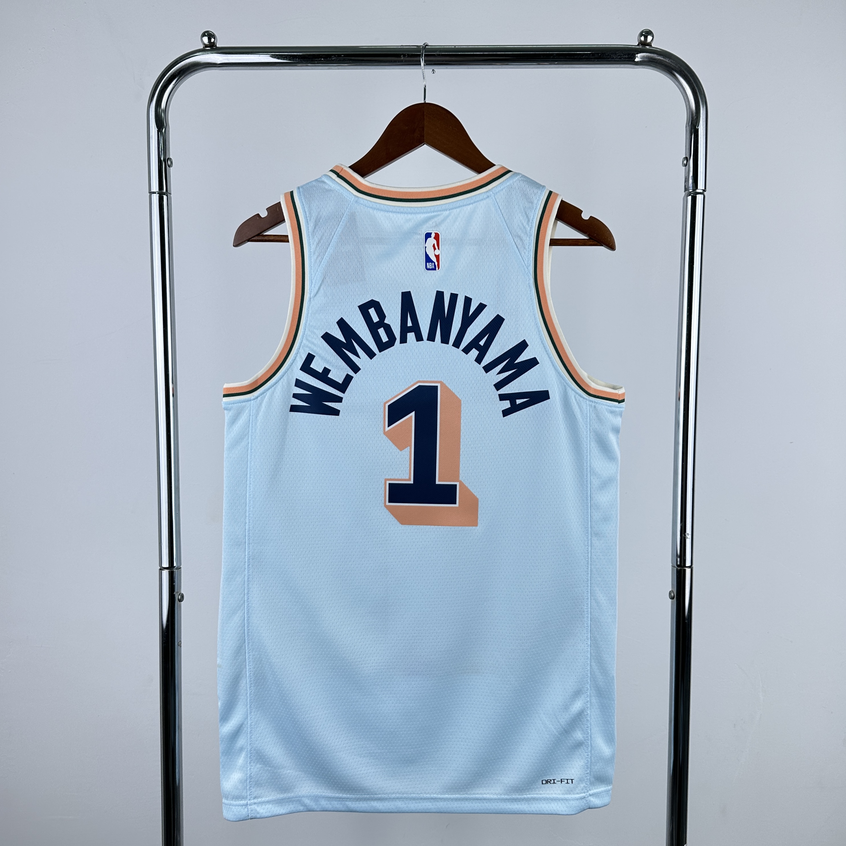 Men San Antonio Spurs #1 Wembanyama Light Blue City Edition Season Nike 2025 NBA Jersey